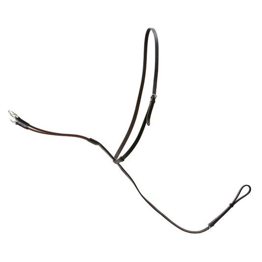 Black and brown EcoRider Elasticated Martingale featuring a black leather neck loop and brown elastic running martingale forks.