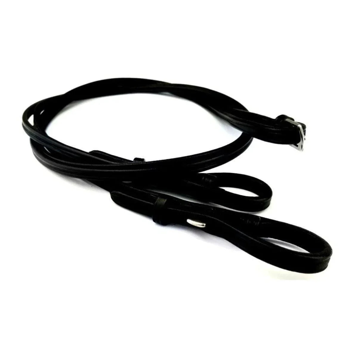EcoRider Classic 1/4" Lace Leather Reins with a fine plain profile and secure hook stud billets, ideal for pony and junior riders.