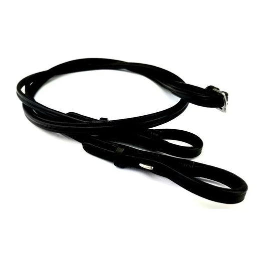 EcoRider Classic 1/4" Lace Leather Reins with a fine plain profile and secure hook stud billets, ideal for pony and junior riders.
