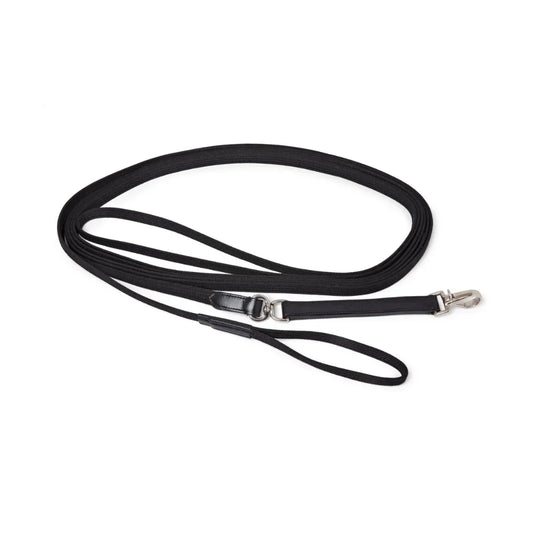 EcoRider Cotton Lunge Rein featuring heavy-duty 25mm cotton webbing, an anti-twist swivel, and a secure brass trigger clip.