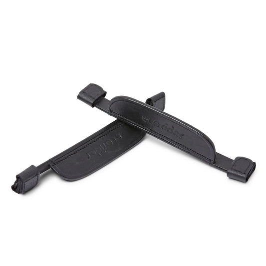 Black EcoRider FEI Compliant Leather Blinkers separates pair featuring secure velcro cheekpiece attachments.