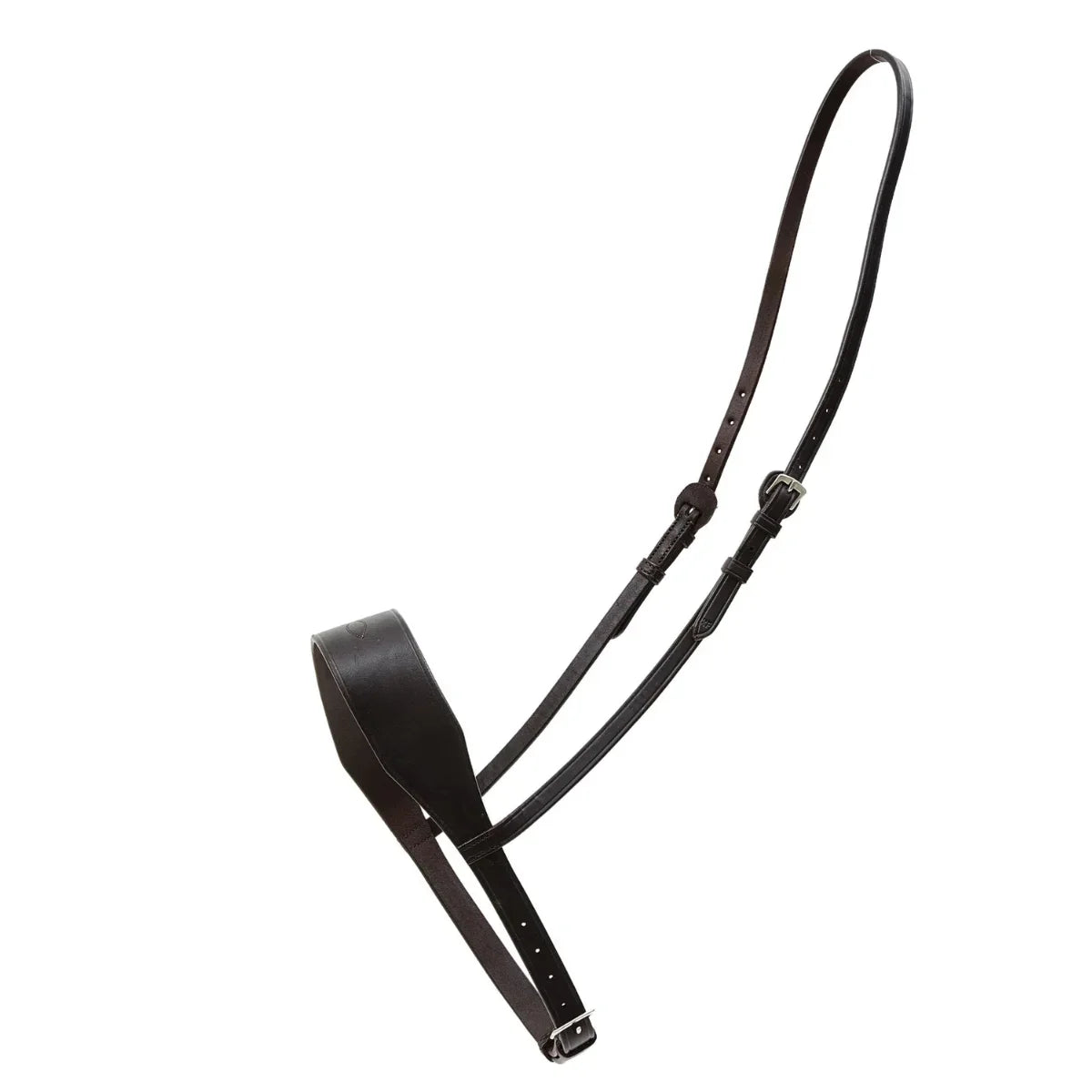 Brown EcoRider Perfect Fit 2" Flat Leather Noseband separate, featuring a broad show hunter profile and adjustable hanger strap.