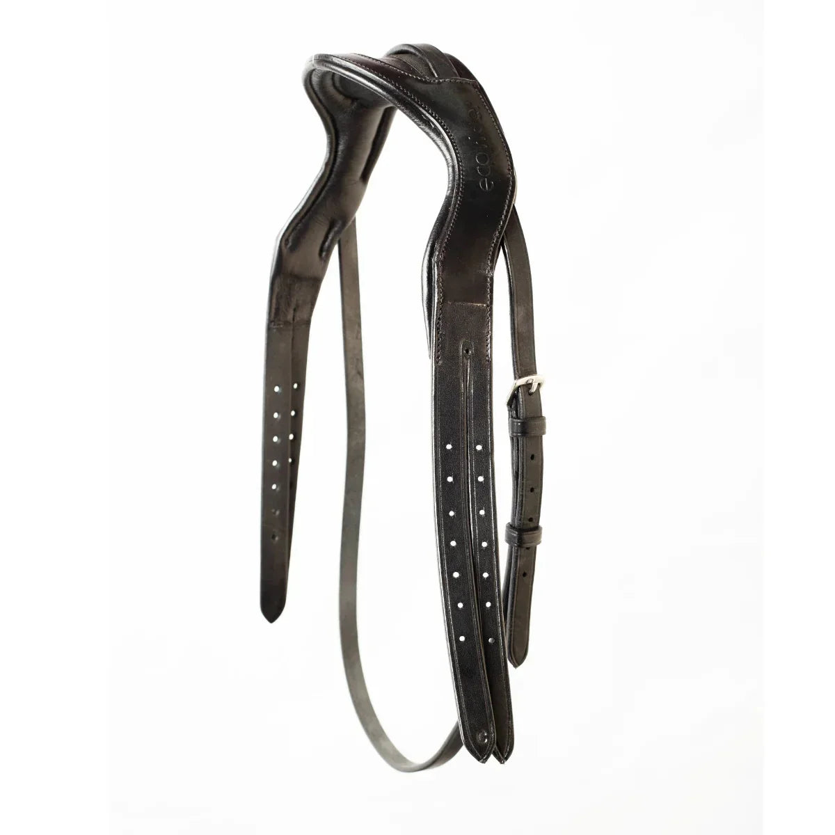 Black EcoRider Perfect Fit anatomic leather headpiece separate with plush comfort padding and adjustable split cheek straps.