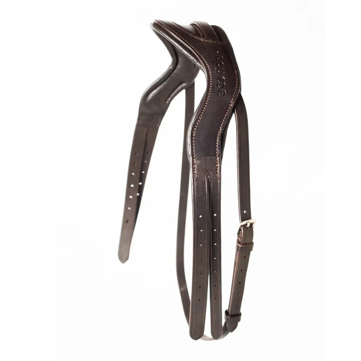Brown EcoRider Perfect Fit anatomic leather headpiece separate with plush comfort padding and adjustable split cheek straps.