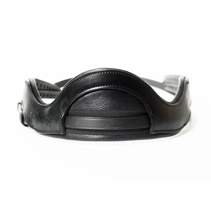 Black EcoRider Perfect Fit Freedom Headpiece showing the front-facing anatomical poll pad and dynamic elasticated insert.