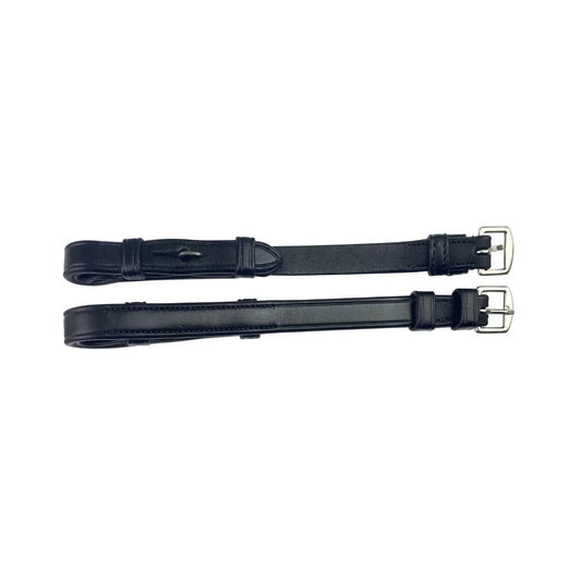 Black EcoRider Perfect Fit leather cheekpieces separate pair with adjustable buckle fittings and hook stud closures.