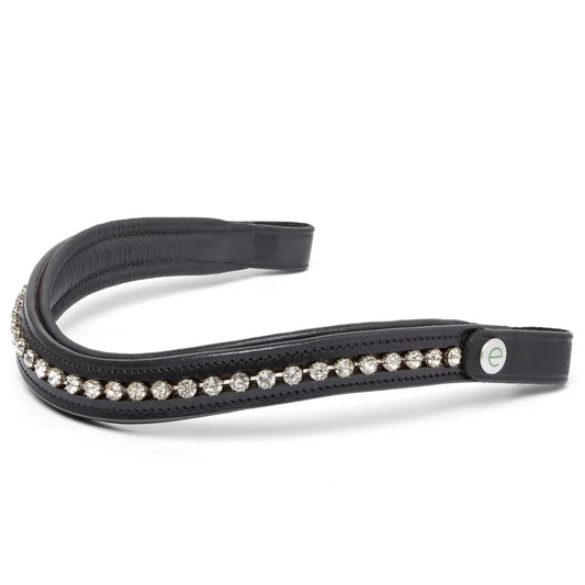 Black EcoRider Perfect Fit Freedom Browband separate with a single-row silver crystal inlay and quick-release poppers.