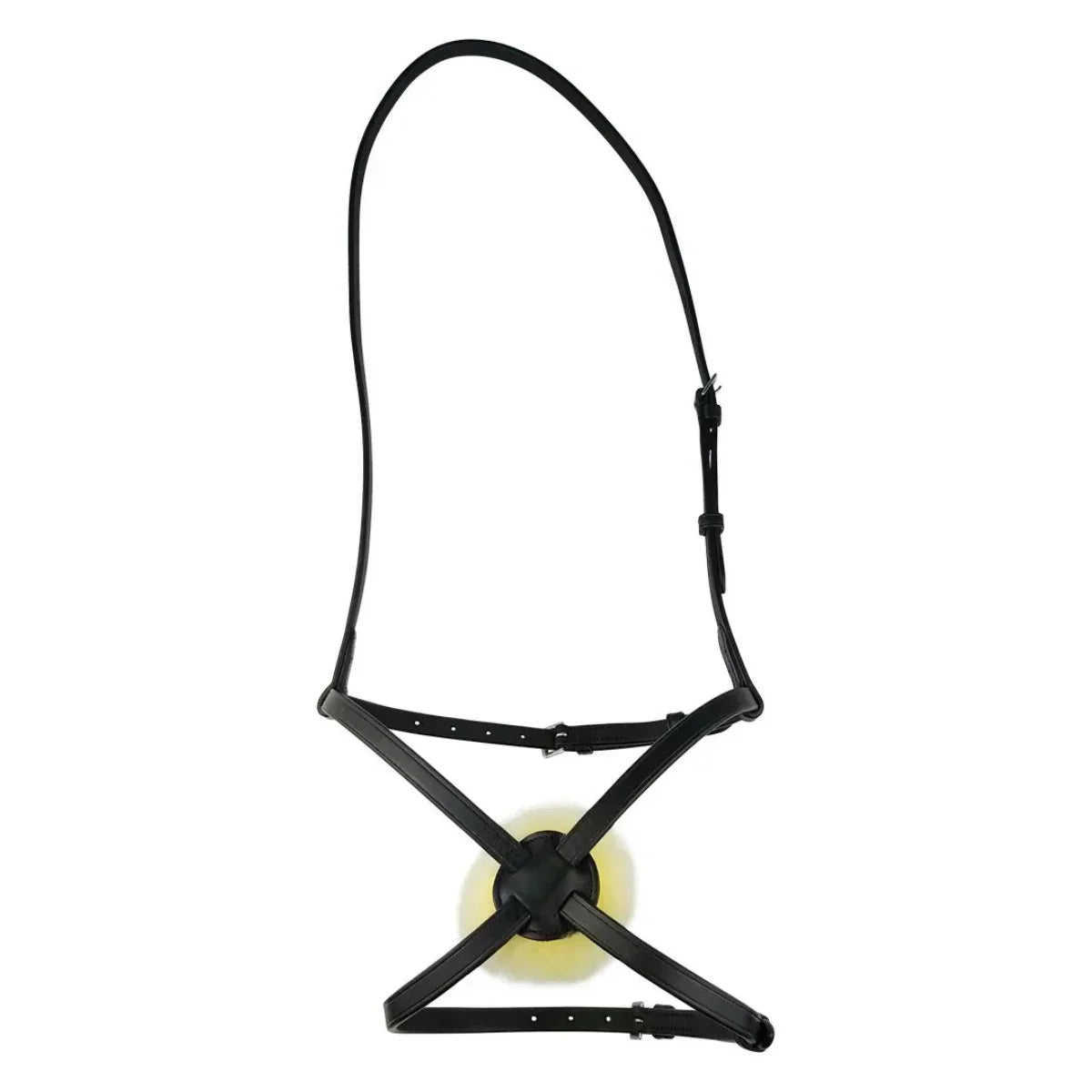 Black EcoRider Perfect Fit Grackle Noseband separate, displaying the figure-of-eight design, sheepskin pad, and slip-head strap.