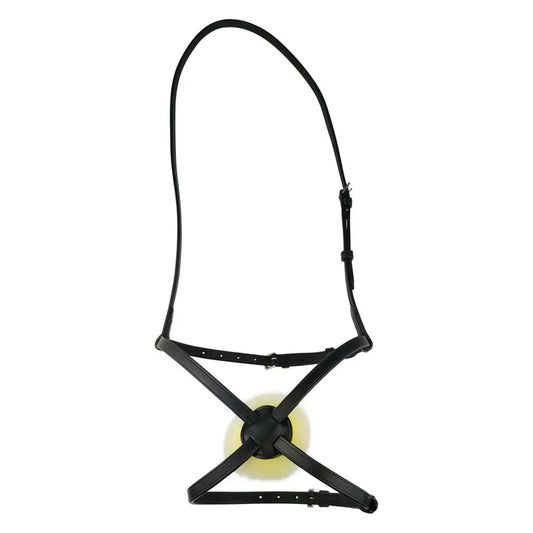 Black EcoRider Perfect Fit Grackle Noseband separate, displaying the figure-of-eight design, sheepskin pad, and slip-head strap.
