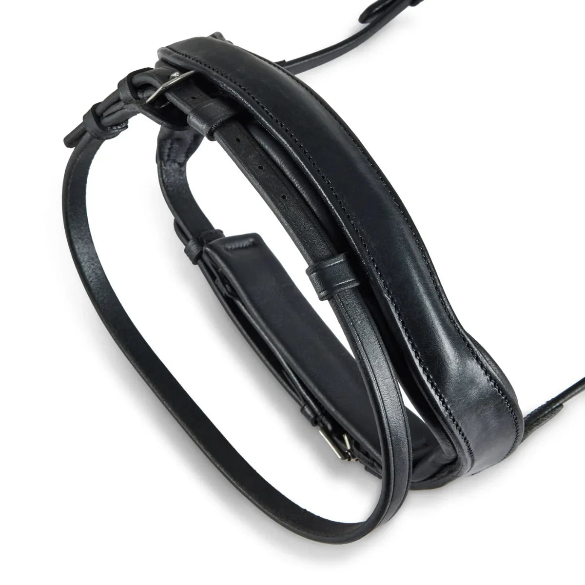 Black EcoRider Comfort Leather Noseband separate featuring thick nasal padding and an ergonomic padded chin guard.