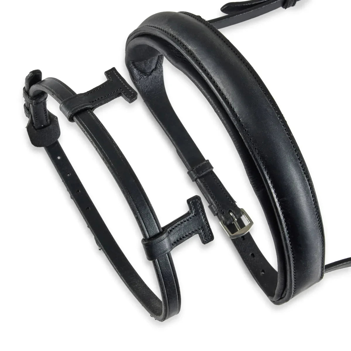 Black EcoRider Perfect Fit Universal Strap with T-shaped loops for converting nosebands to traditional headpieces.