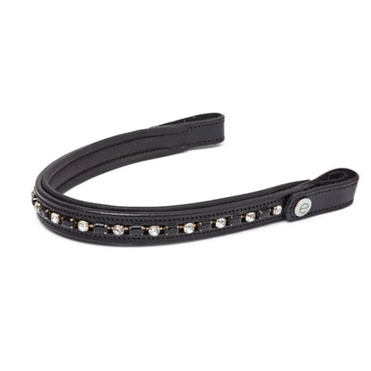 Black EcoRider Perfect Fit Nouveau Browband separate with alternating black and white crystal inlay and quick-release poppers.