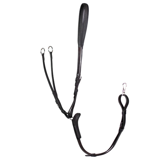 Black EcoRider Ultra Comfort Multi Purpose Martingale featuring a padded neck strap, padded chest plate, and running martingale rings.