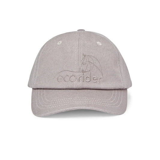 Front view of the EcoRider Organic Cotton & Bamboo Baseball Cap in Grey featuring the embroidered EcoRider brand logo.